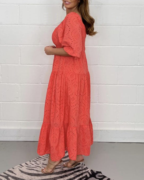 Effen holle jurk met vierkante kraag