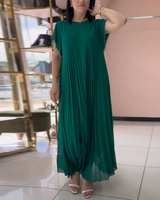 Jurk met korte mouwen en geplooid