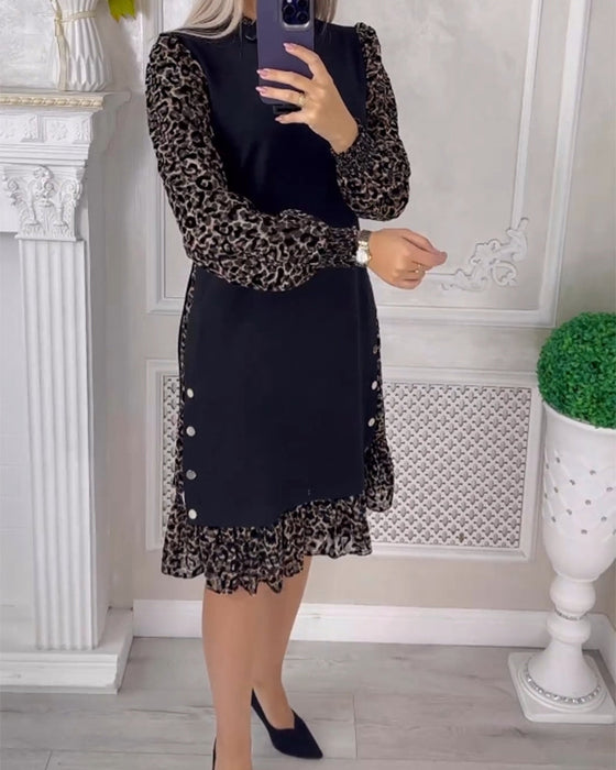 Elegante kleurblok-shiftjurk