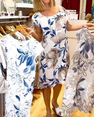 Elegante jurk met korte mouwen en bloemenprint