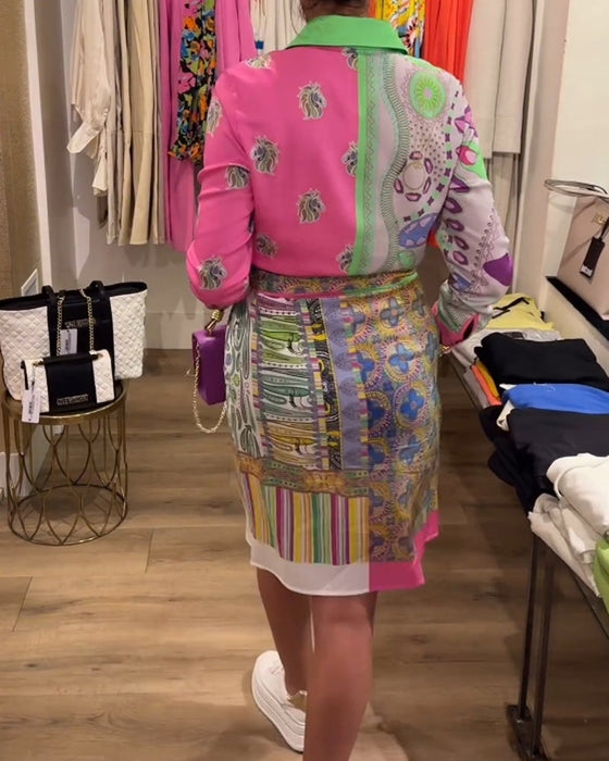 Kleurrijke omgekeert jurk met split