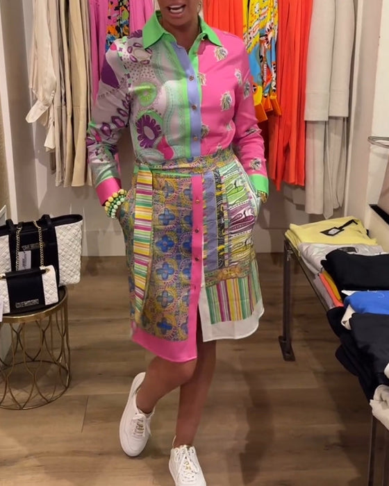 Kleurrijke omgekeert jurk met split