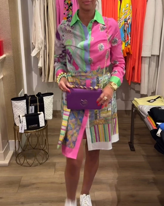 Kleurrijke omgekeert jurk met split