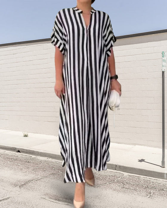 Shirtjurk met V-hals in gestreepte print