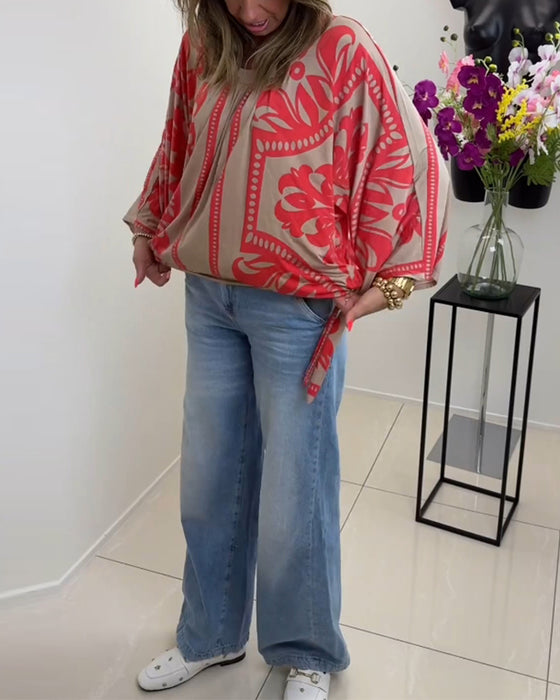 Casual top met ronde hals en lange mouwen met print