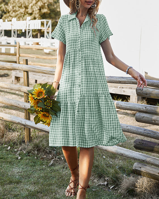 Jurk Plaid Print Casual Shirt