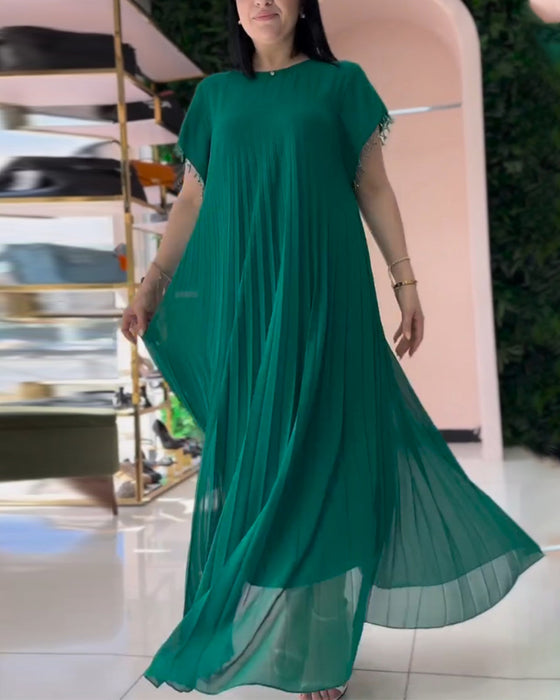 Jurk met korte mouwen en geplooid