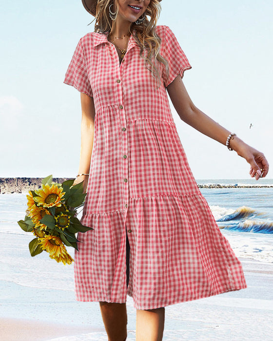 Jurk Plaid Print Casual Shirt