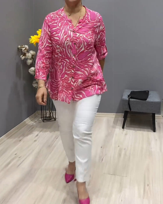 Bedrukt shirt met lange mouwen en knopen