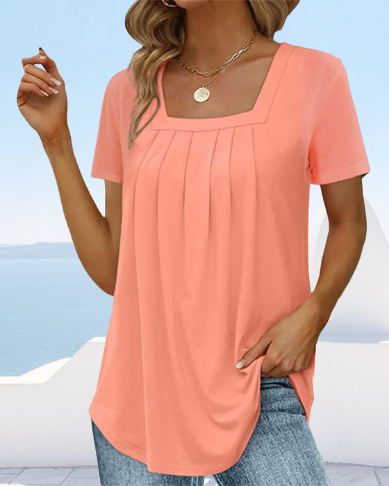 Eenvoudig T-shirt met vierkante halslijn