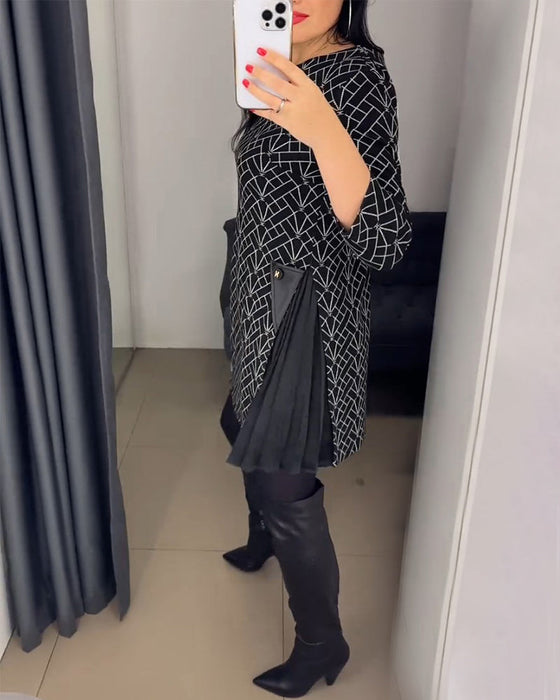 Jurk met ronde halslijn en opdruk