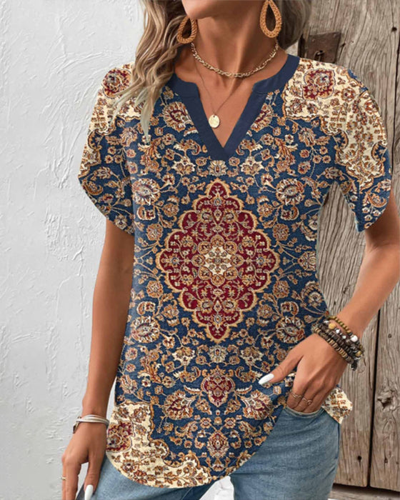 Top met korte mouwen en retrostijl