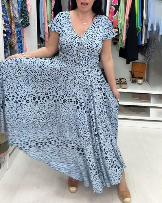 Korte Mouw Jurk met V-Hals