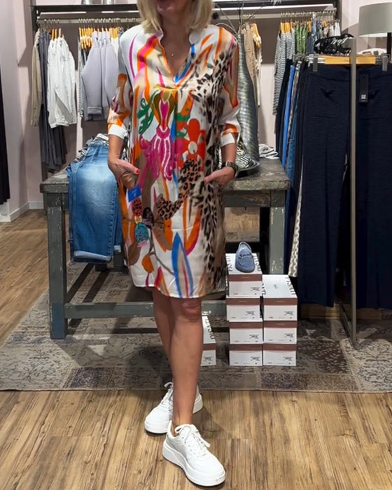 Dagelijkse casual kleurenjurk voor dames