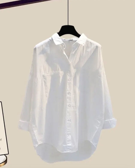 Gekruisd effen kleur driedelige set