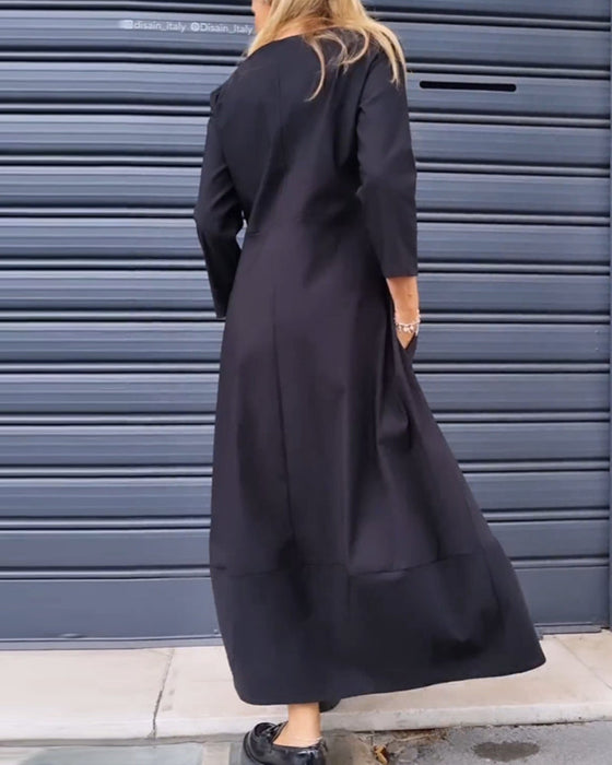 Effenkleurige jurk met ritssluiting aan de zoom