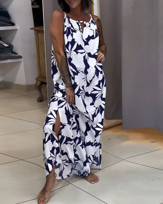 Jurk met strikbandjes en print