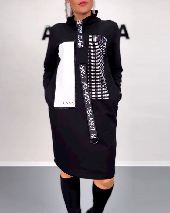 Casual rechte jurk met trekkoord