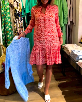 Jurk met V-hals en bloemmotief