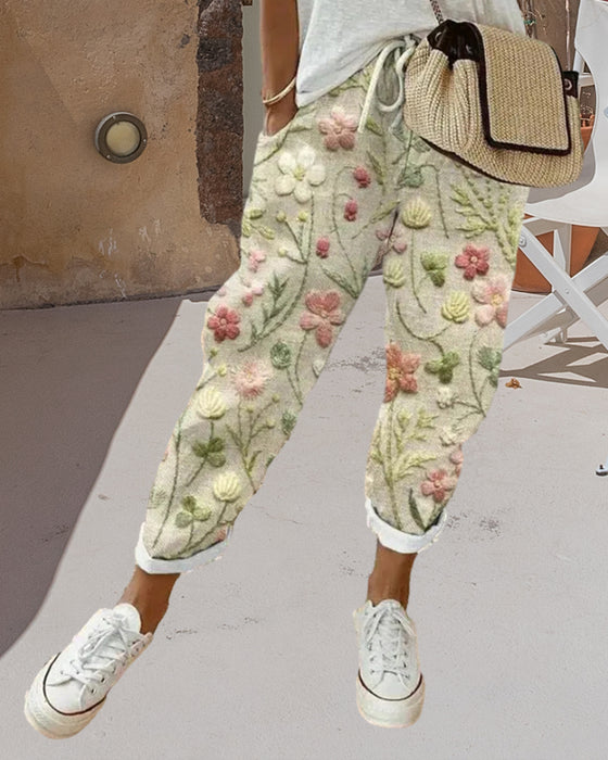 Broek met zakken en print