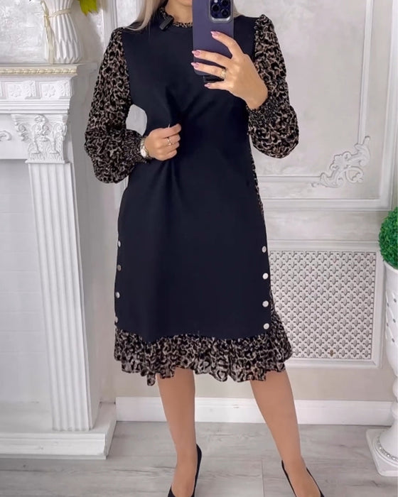 Elegante kleurblok-shiftjurk