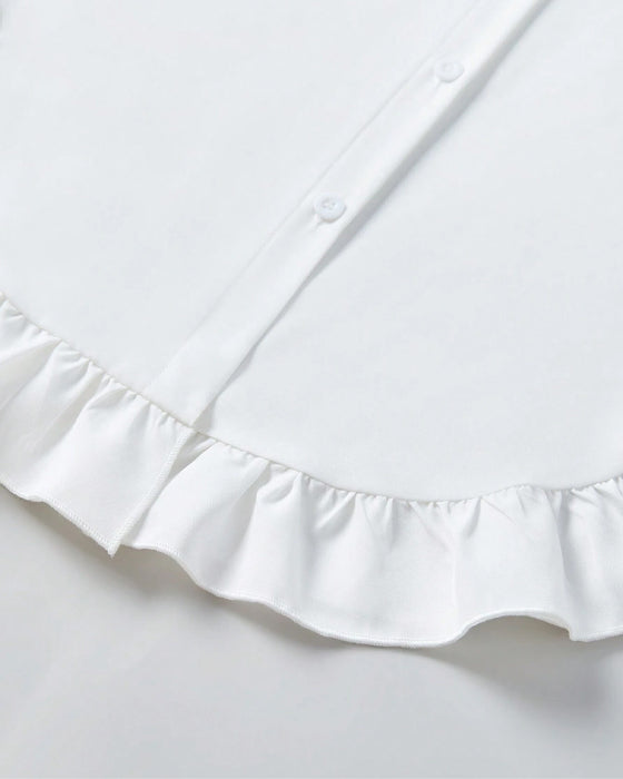 Effen overhemd met revers en ruches