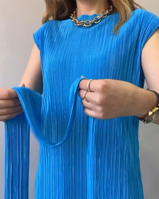 Mouwloze Textuur Lange Jurk