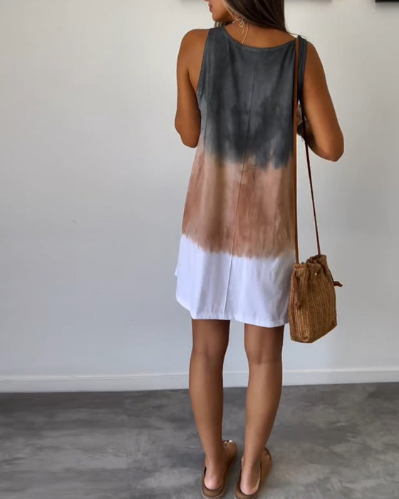 Mouwloze casual jurk met kleurblokken