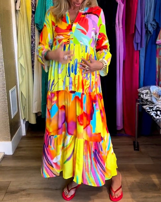 Jurk met uitlopende mouwen en print