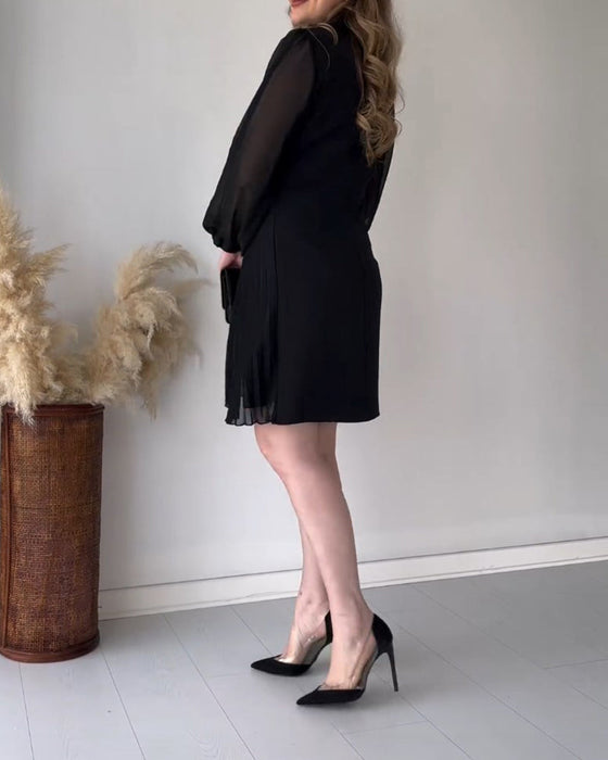 Jurk met plooien en revers