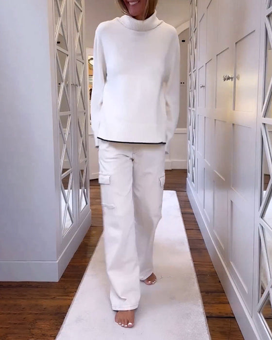 Pullover met hoge hals en lange mouwen