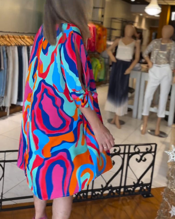 Ronde Hals Bedrukte Losse Jurk