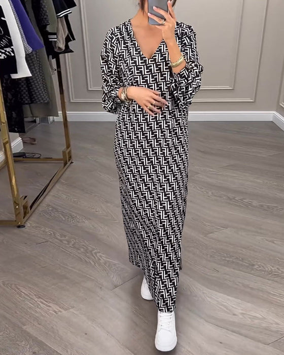 Jurk met gedrukt geometrisch patroon