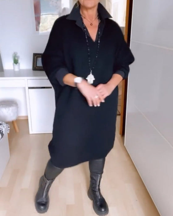 Casual, effen overhemdjurk met knopen