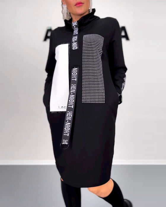 Casual rechte jurk met trekkoord