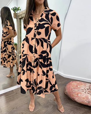 Jurk met zakken en omgekeerde print