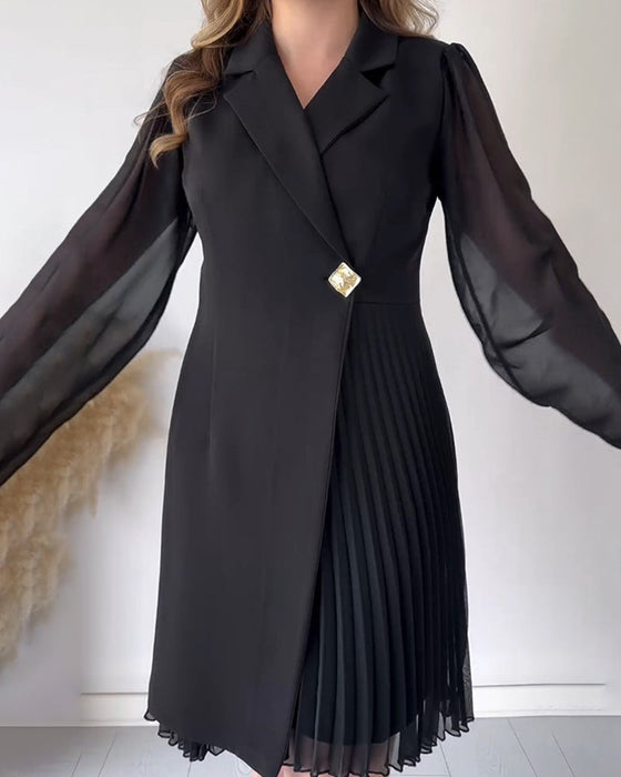 Jurk met plooien en revers