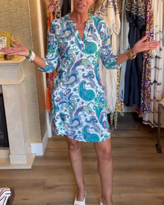 Jurk met 3/4 mouwen en zakken