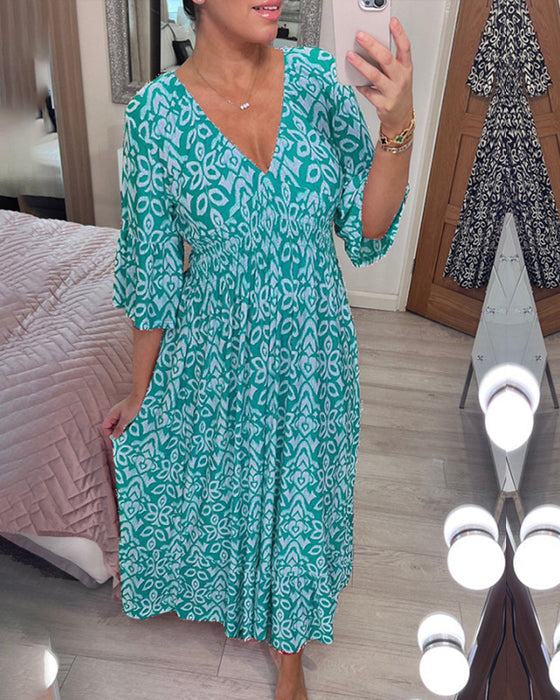 Rode maxi-jurk met print